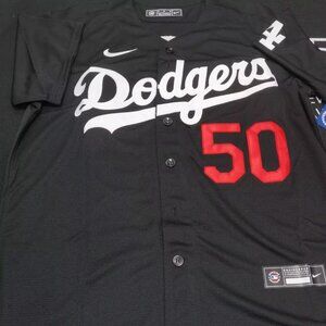 MLB #50 MOOKIE BETTS Los Angeles Dodgers Jersey in Black